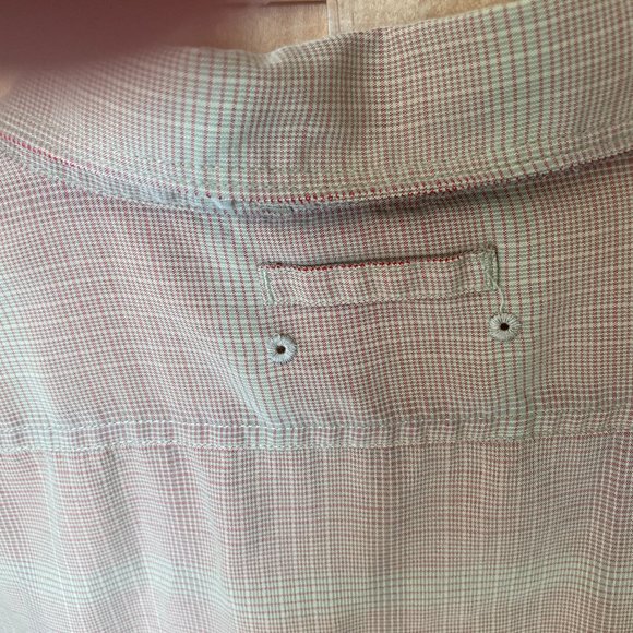 The North Face Sz L Mens Tan Plaid Zip Pocket Short Sleeve Bottom Down Shirt - Picture 7 of 8